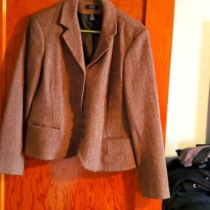 Brown and tan herringbone blazer